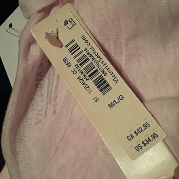 NWT Med Pink Heathered Victoria's Secret Long sleeve Gorgeous Nightshirt Bling - Picture 11 of 12